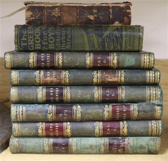 A collection of leather bound books, The Life of Queen Anne etc.